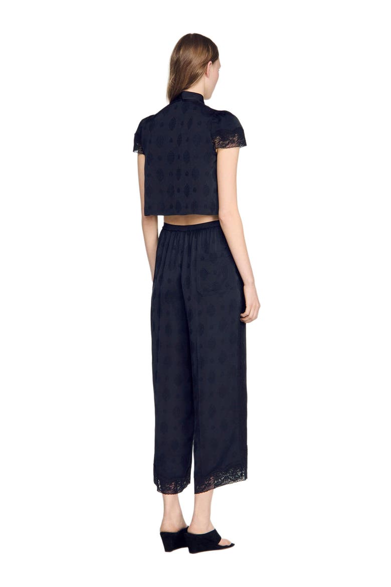 Fluid Paisley jacquard trousers, Alternate, color, Black