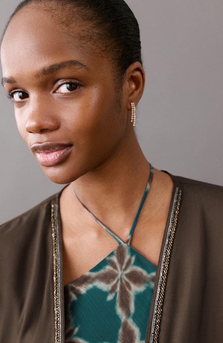 MANGO TEEN Bead Detail Open Front Jacket, Alternate, color, Brown