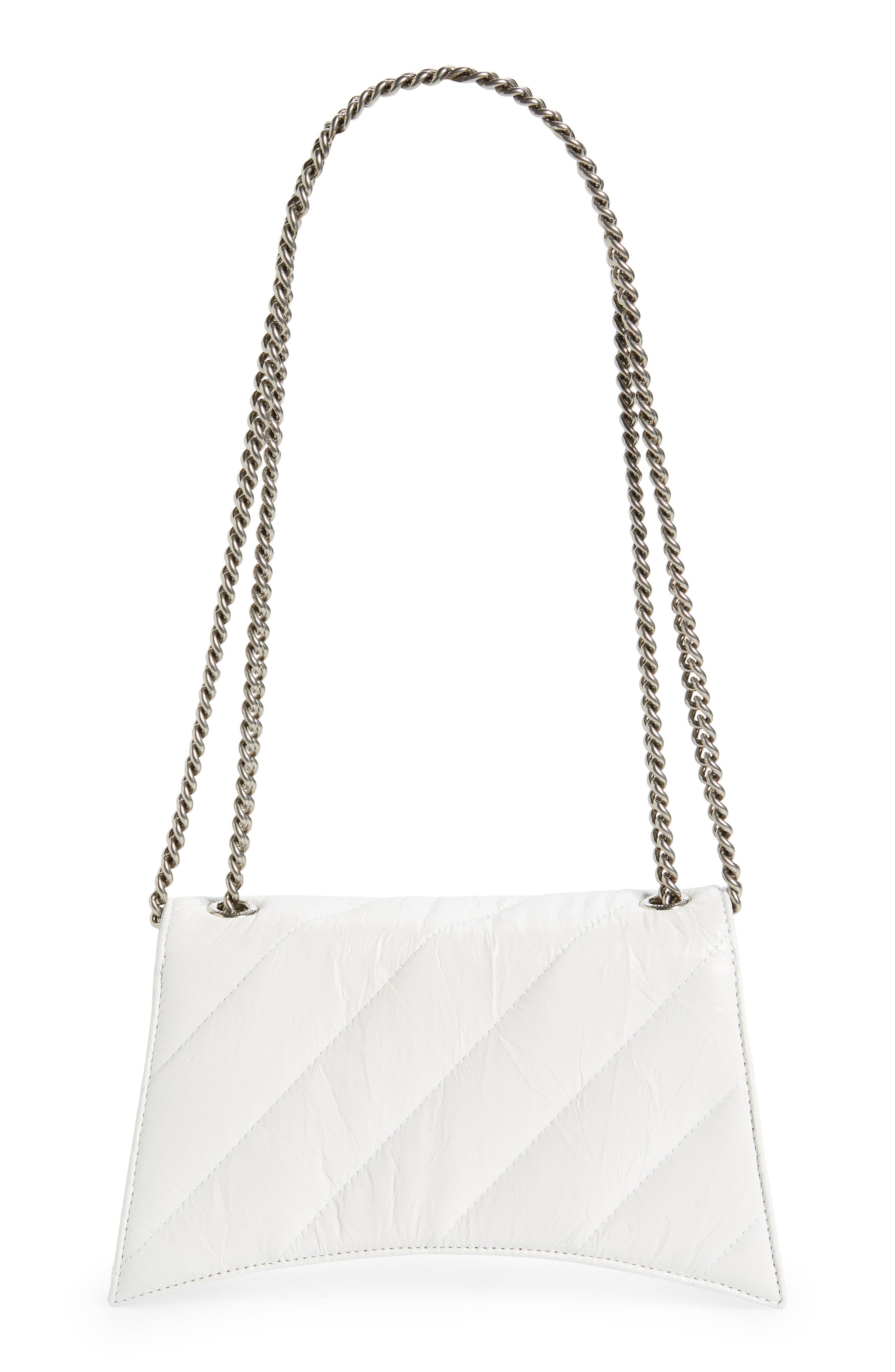 Balenciaga Crush Quilted Crinkle Leather Wallet on a Chain, Alternate, color, 