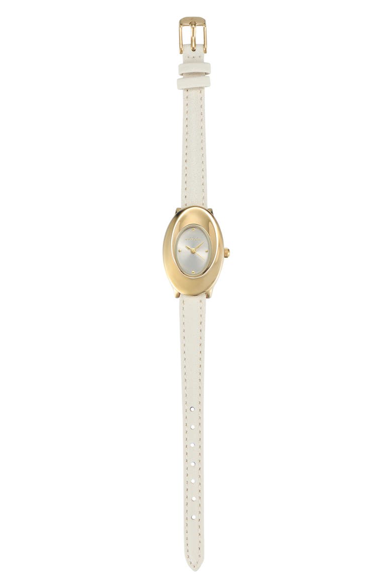 Thick Dome Quartz Leather Strap Watch, 24mm x 36.8mm, Alternate, color, VANILLA