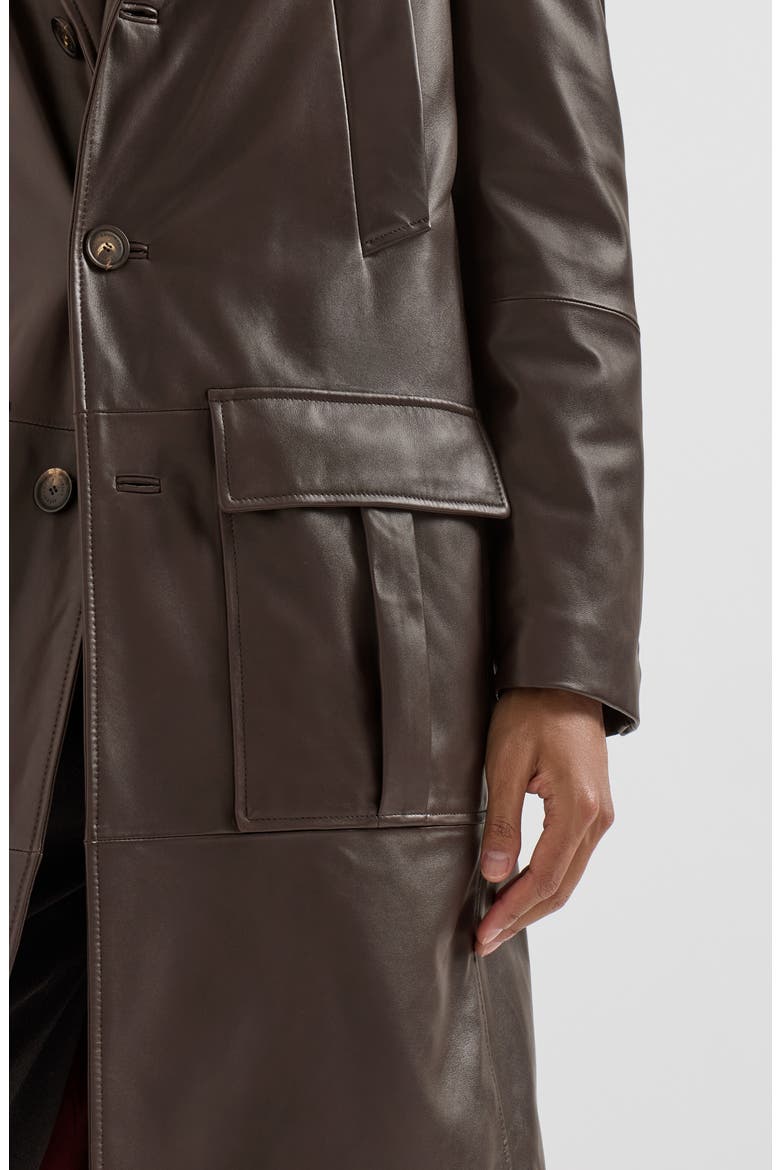 Nappa leather overcoat with Thermore® padding, Alternate, color, Brown