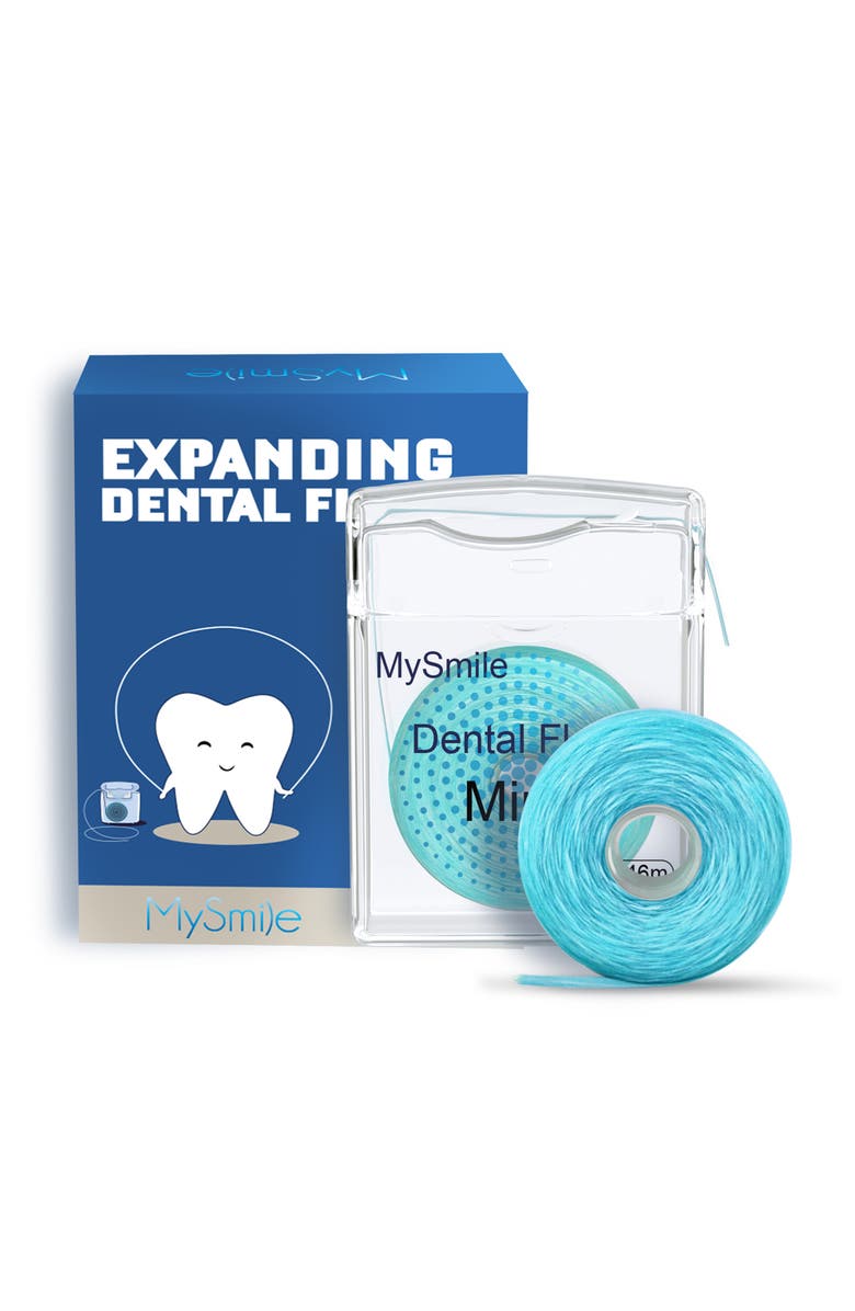 MySmile Woven Dental Floss with Coconut Oil, Effective Plaque Removal, Mint Flavor, Main, color, Blue