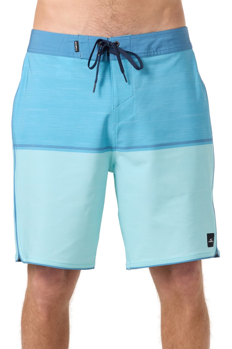 Hyperfreak Mysto Block Scallop Swim Trunks, Main, color, CANAL BLUE