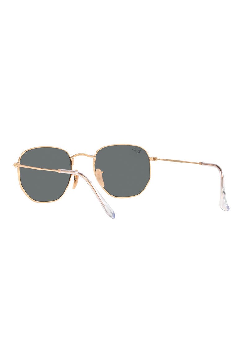 51mm Hexagonal Flat Lens Sunglasses, Alternate, color, GOLD/ BLUE SOLID