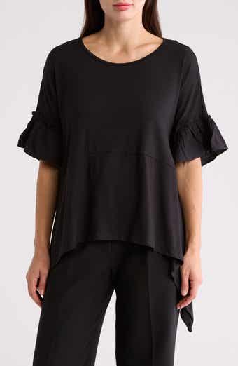 Ruffle Short Sleeve Sharkbite Hem Top