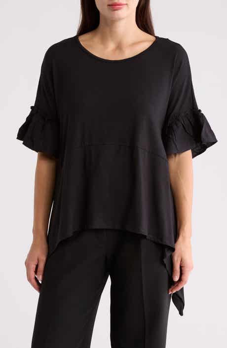 Ruffle Short Sleeve Sharkbite Hem Top