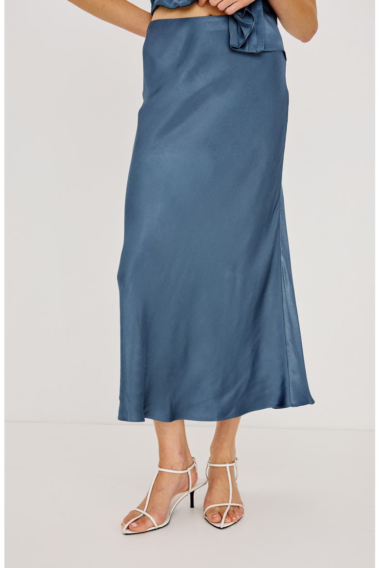 Anya Satin Midi Skirt, Alternate, color, ATLANTIC