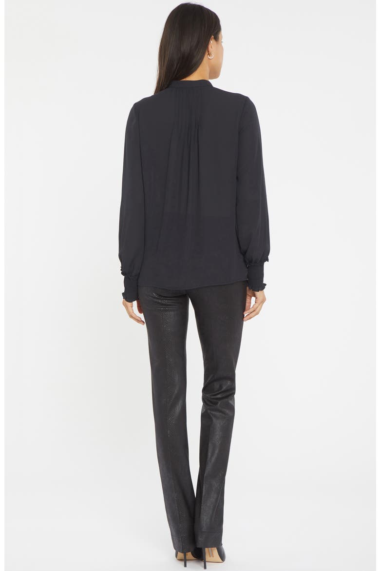 Pleated Peasant Blouse, Alternate, color, BLACK