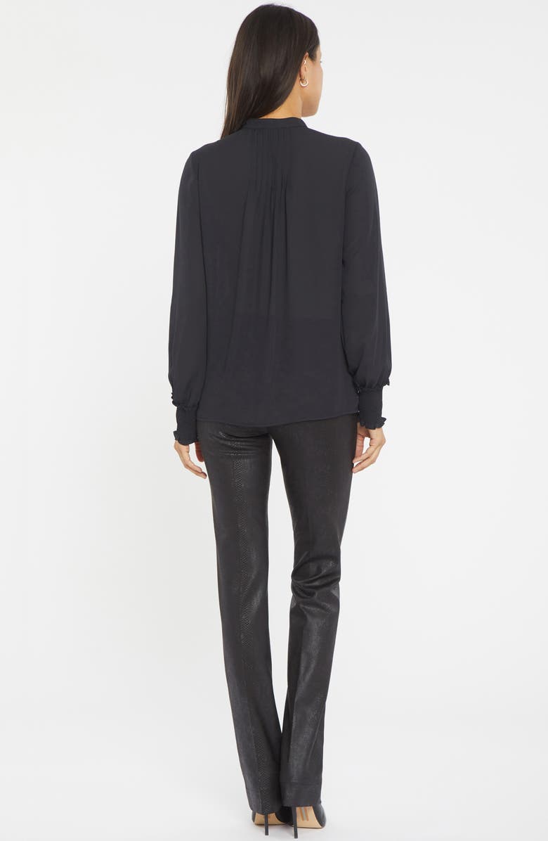NYDJ Pleated Peasant Blouse, Alternate, color, Black