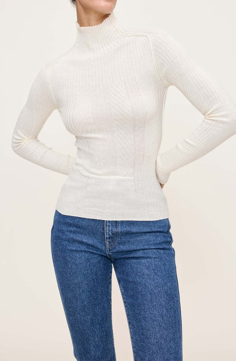 DL1961 Cotton & Cashmere Mock Neck Sweater, Main, color, Ivory