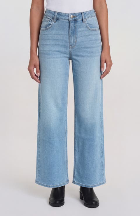 Ekara Mid Rise Slim Wide Leg Jeans