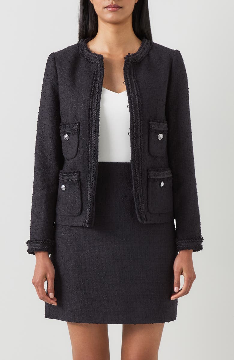 LK Bennett Charlie Tweed Jacket, Main, color, Black