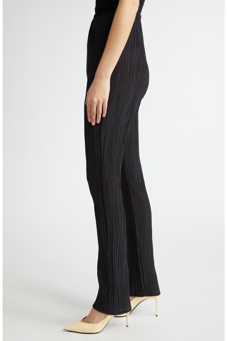 Parchment Pleated Cotton & Silk Pants, Alternate, color, BLACK