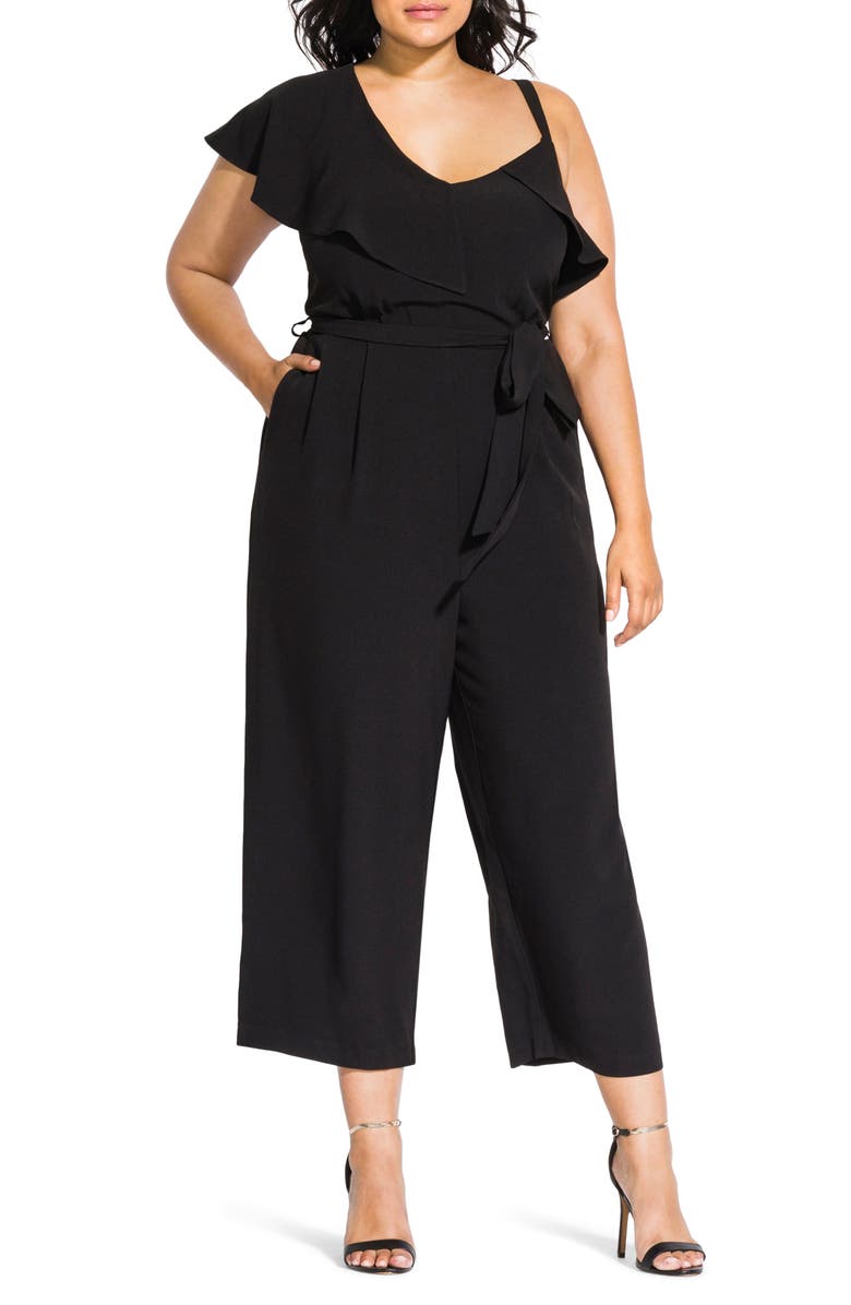 City Chic Romance Asymmetrical Crop Jumpsuit, Main, color, 