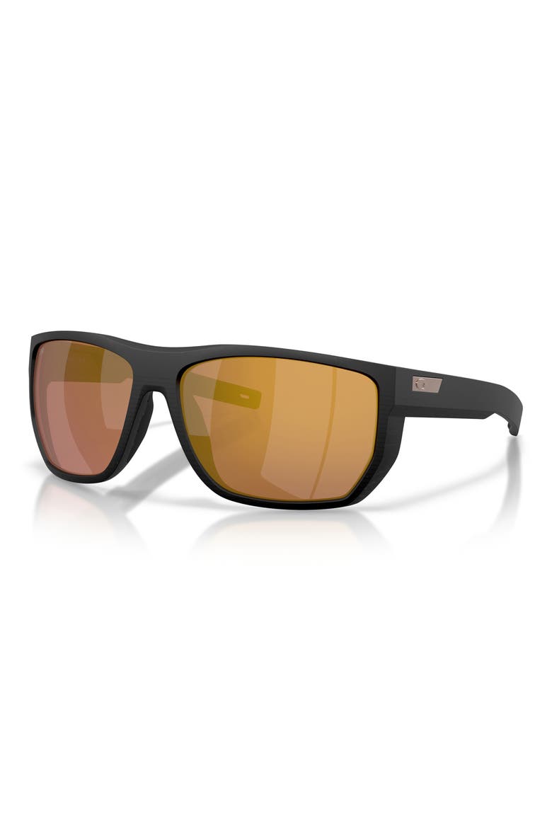 Santiago 63mm Oversize Polarized Rectangular Sunglasses, Alternate, color, BLACK/ GOLD