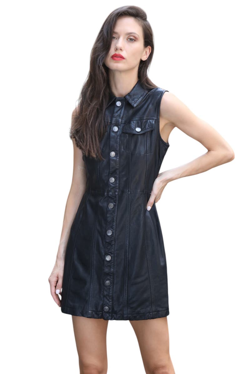 Walter Baker Santina Leather Dress, Alternate, color, 