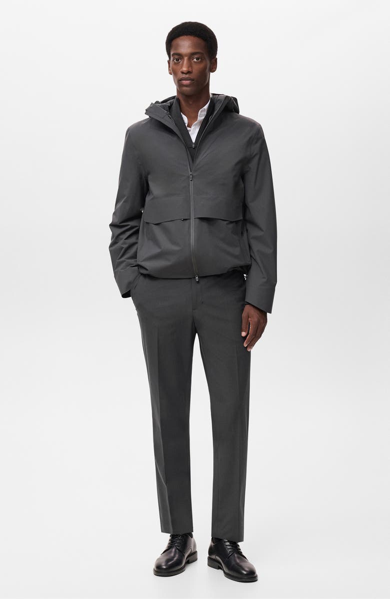 MANGO Slim Fit Thermolite<sup
®</sup
 Flat Front Pants, Alternate, color, Dark Green Grey