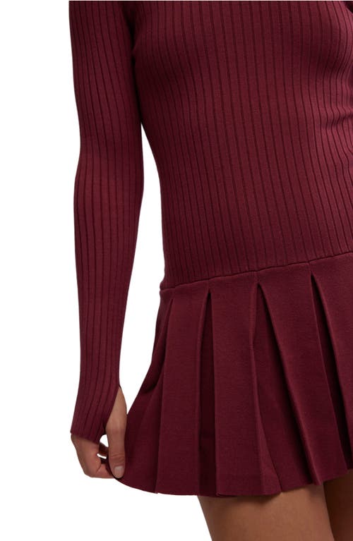 Free People Emmy Long Sleeve Minidress In Aged Red