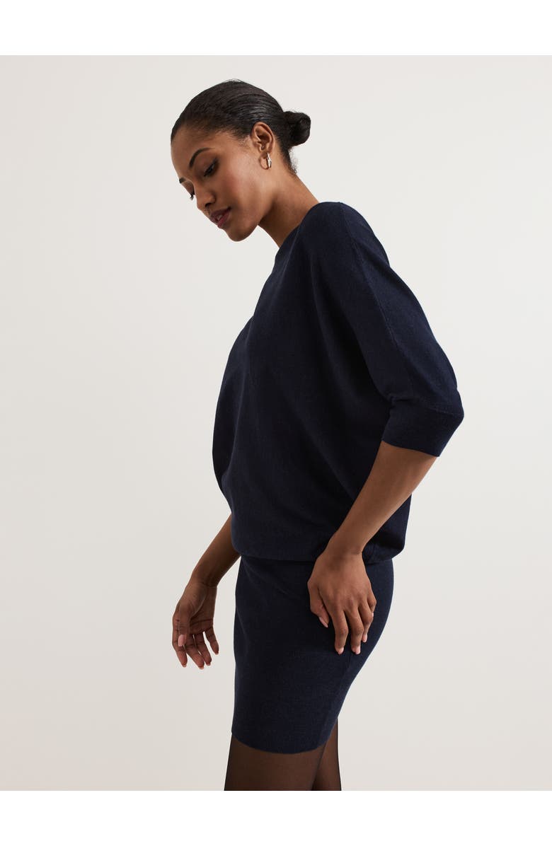 Phase Eight Becca Batwing Knitted Dress, Alternate, color, Navy