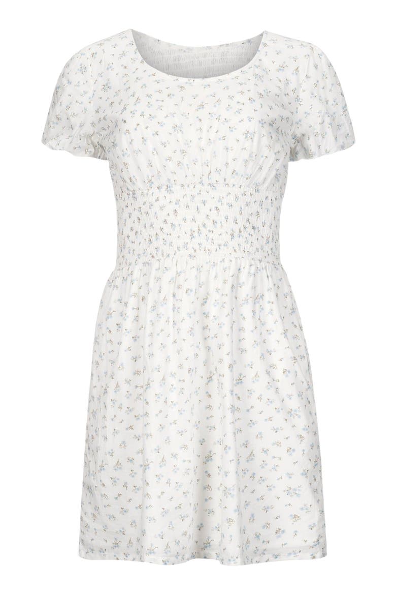 Women's Organic Smocked Waist Dress, Alternate, color, Natural Ditsy Floral