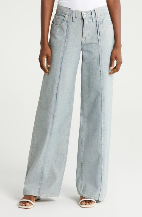 Mica Paneled Low Rise Wide Leg Jeans (Ice Reverse)