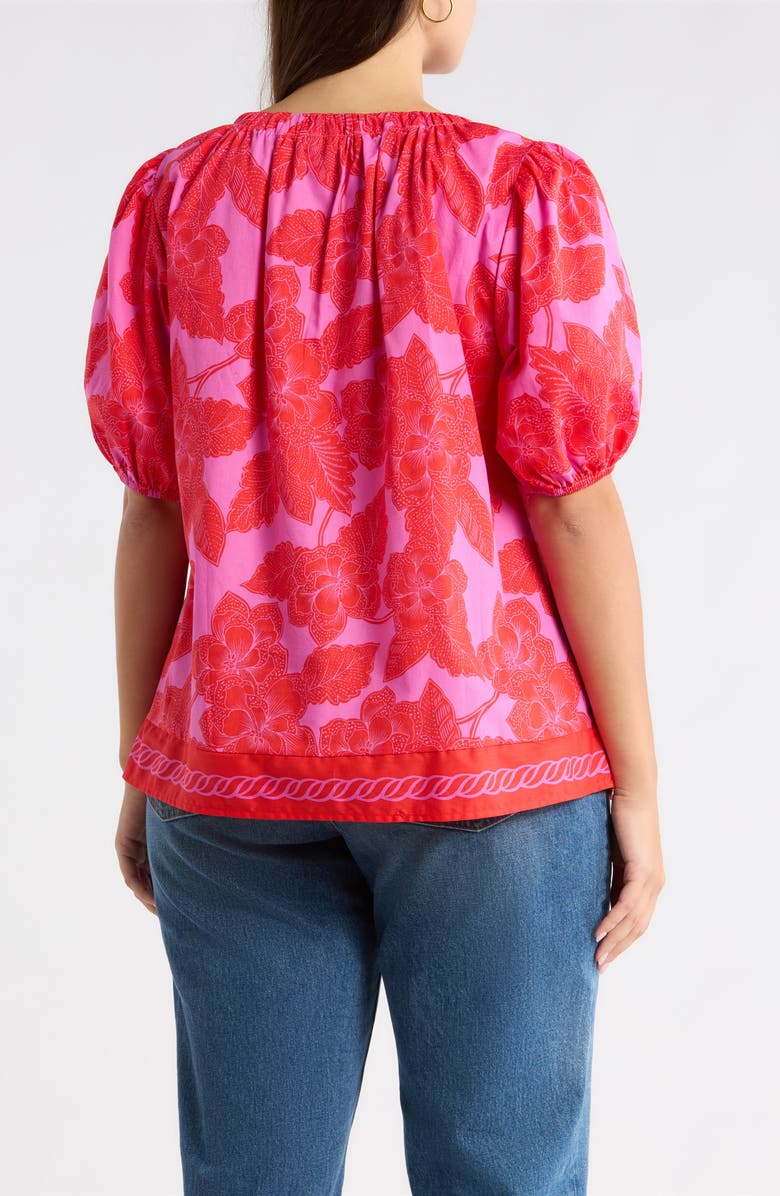 SUGARLIPS Rency Floral Gily Puff Sleeve Cotton Top, Alternate, color, Fuchsia-Red