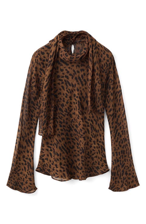 Valeria Print Tie Neck Top