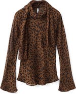 MANGO Valeria Print Tie Neck Top