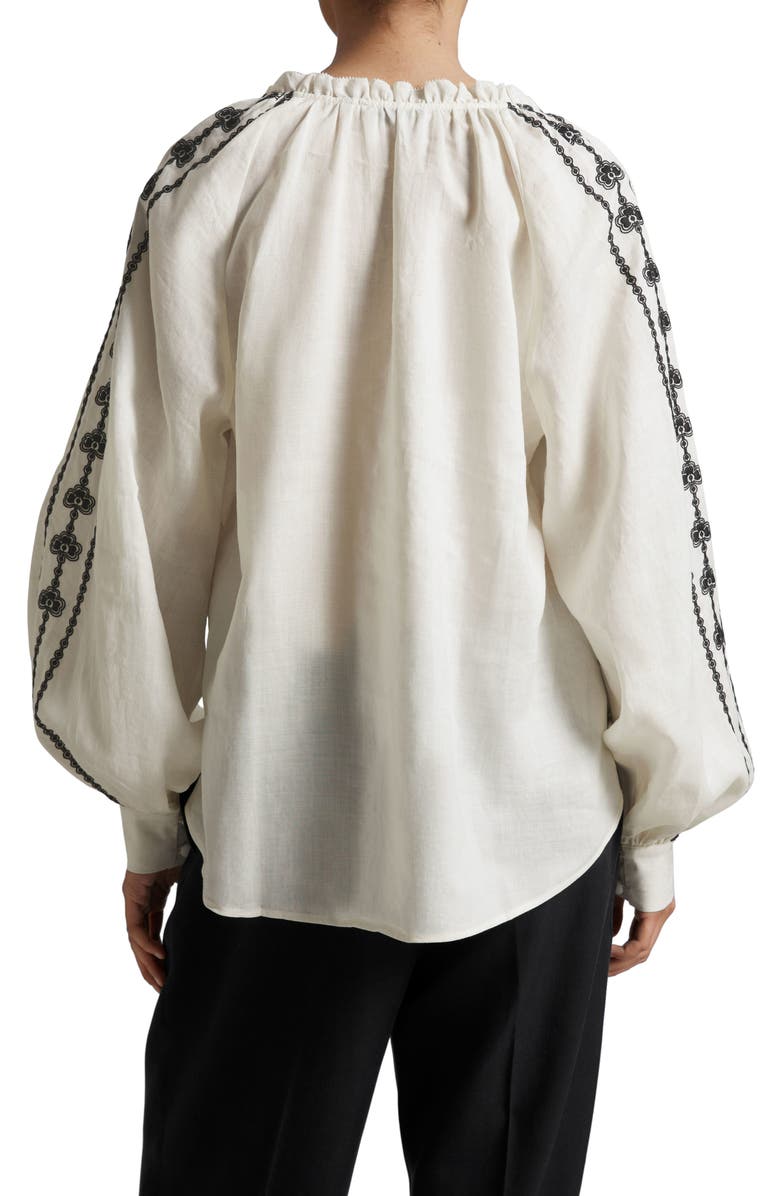 & Other Stories Embroidered Balloon Sleeve Top, Alternate, color, White