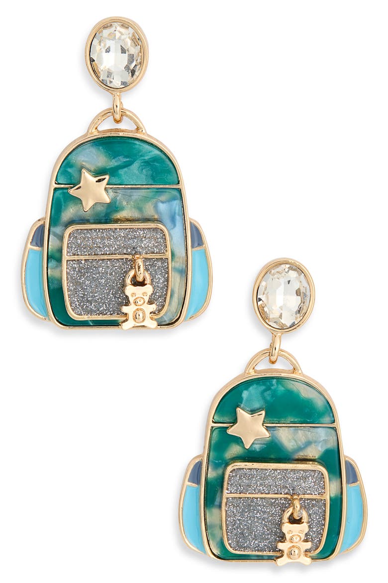 Backpack Drop Earrings, Main, color, WHITE MULTI- GOLD