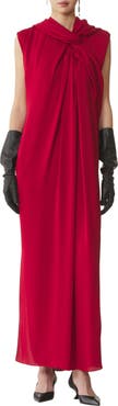 Lanvin Long Knotted Dress In Satin