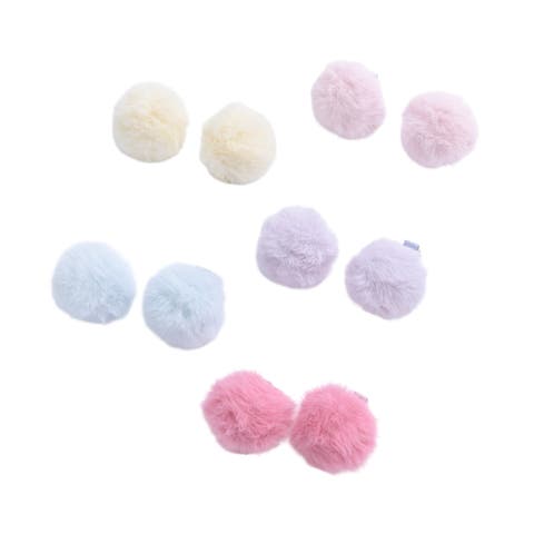 Fluffy Pom-pom Hair Clip Set