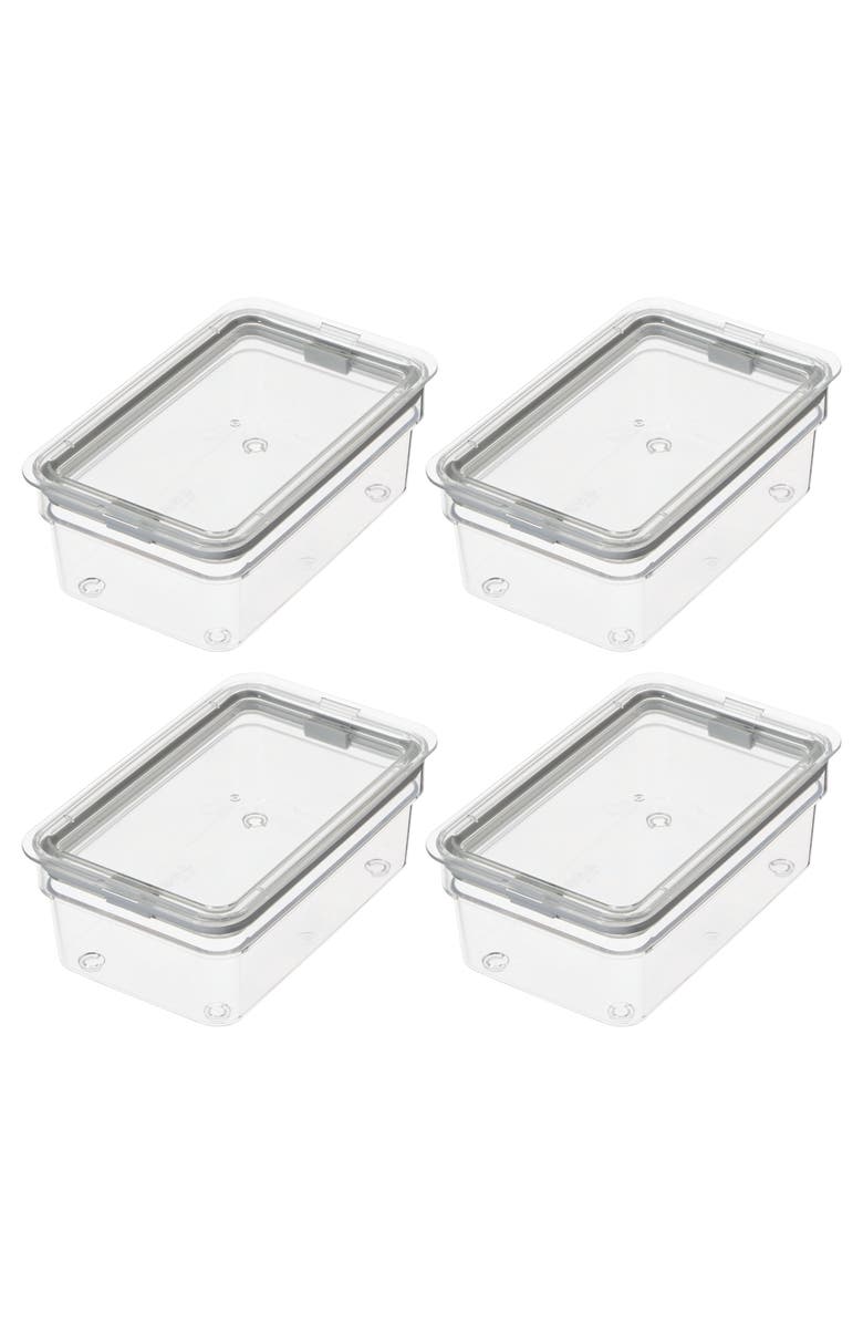 iDesign Medium Food Storage Bin with Airtight Lid - Set of 4 - Clear, Main, color, Clear