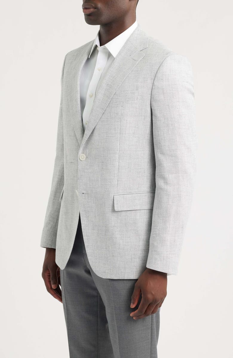 BOSS Hutson Slim Fit Grey Mélange Slub Linen & Cotton Blend Sport Coat, Alternate, color, Open Grey