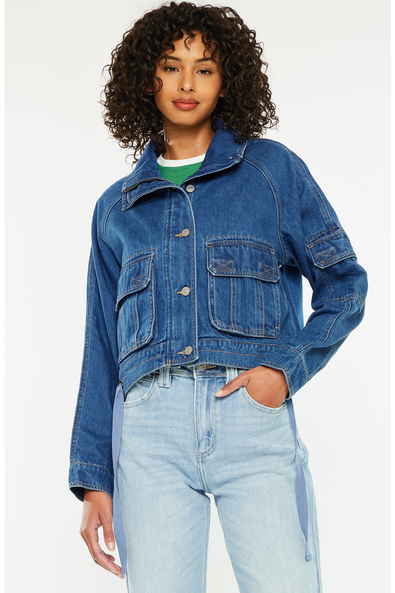 Jailene Denim Windbreaker Jacket, Alternate, color, Dark Wash