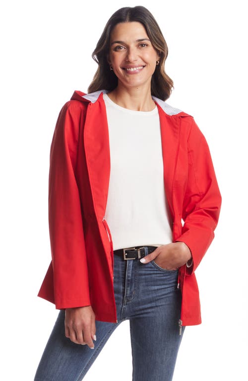 Gallery Water Resistant Hooded Raincoat In Red