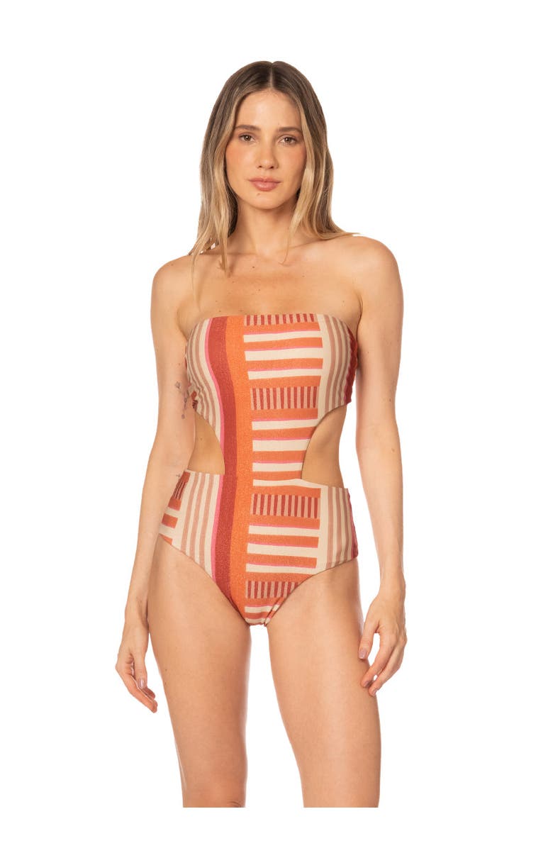 KIBYS Sunset Bazaar Stripes Print Rocky Trikini One Piece, Alternate, color, Sunset Stripes