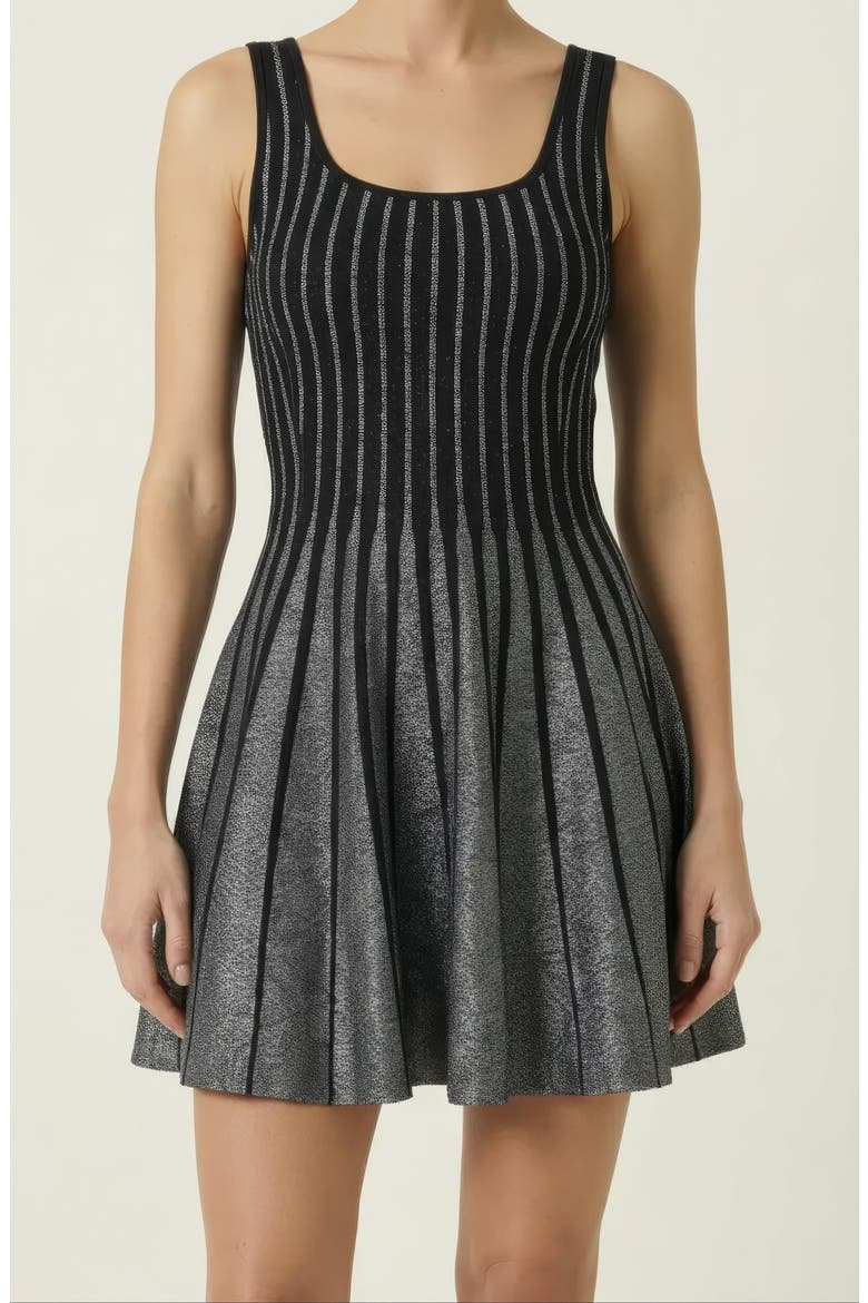 Sleeveless Knit Mini Dress, Alternate, color, Black / Silver