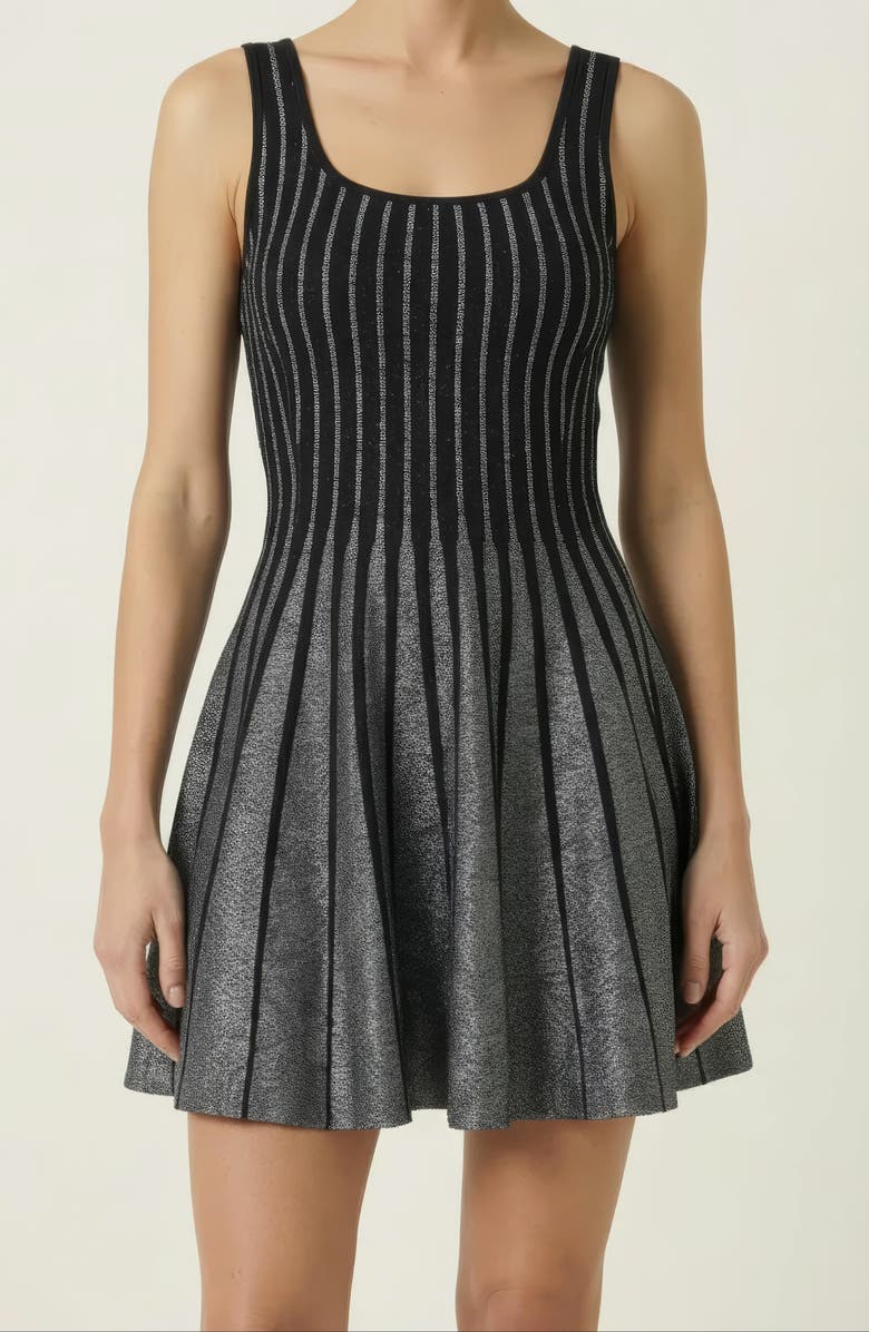 Modenaire Sleeveless Knit Mini Dress, Alternate, color, Black / Silver