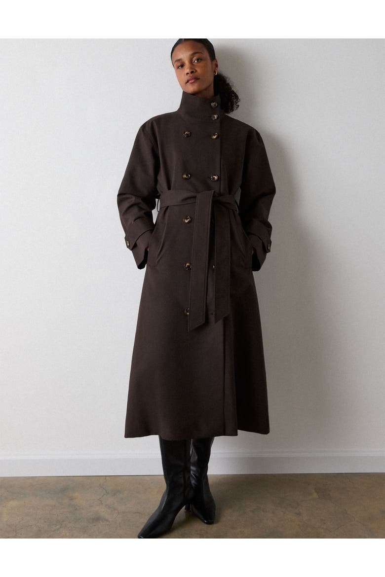 Funnel Neck Trench Coat, Main, color, Brown