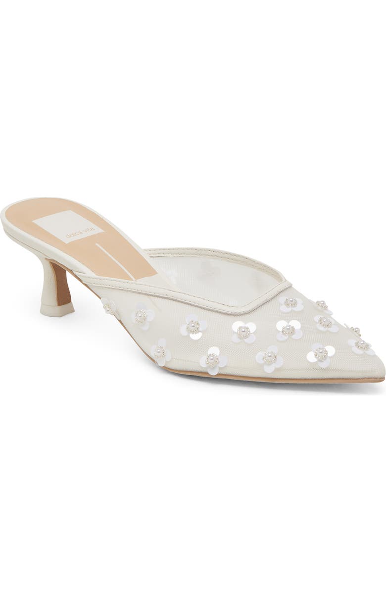 Dolce Vita Clara Pearl Pointed Toe Pump, Main, color, White Mesh