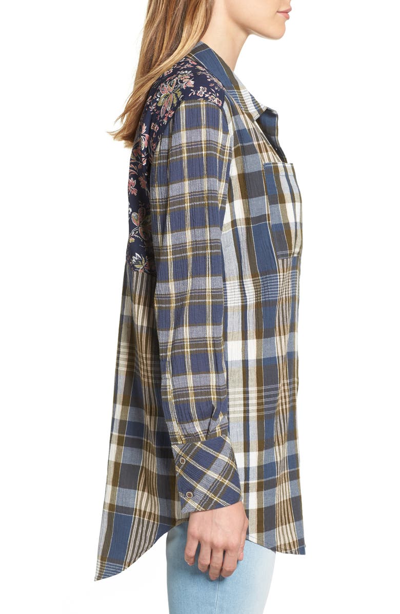 Caslon<sup>®</sup> Plaid & Floral Tunic Shirt, Alternate, color,