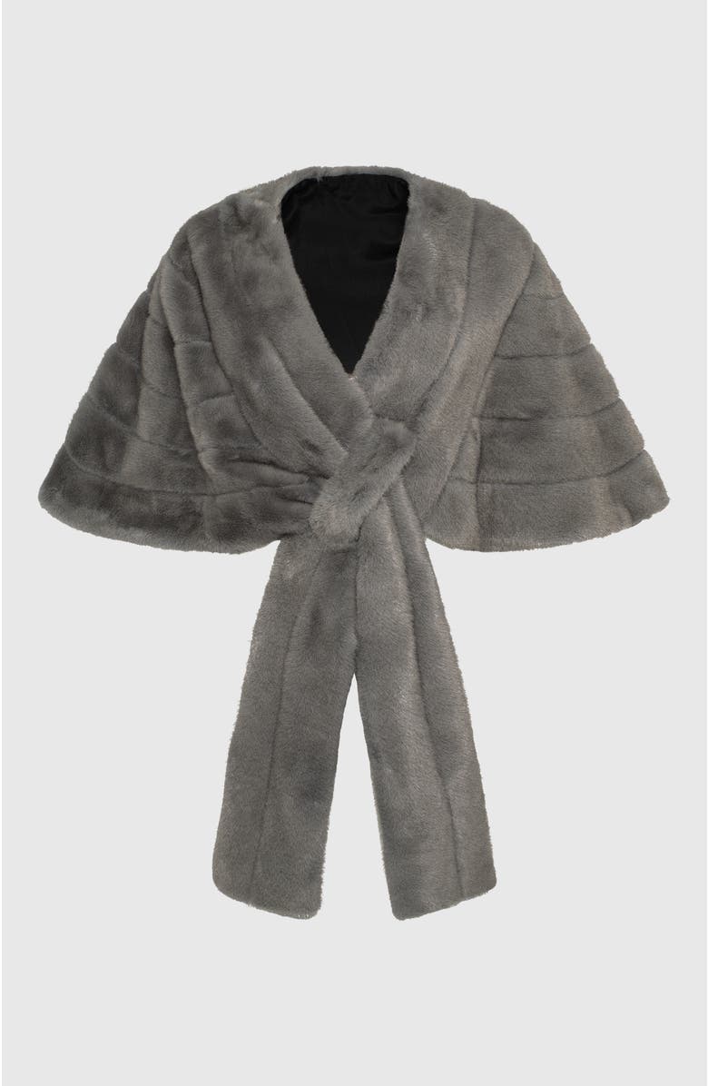 Lyla Grant Fur-Free Mink (Faux Fur) Stole, Alternate, color, Dark Gray