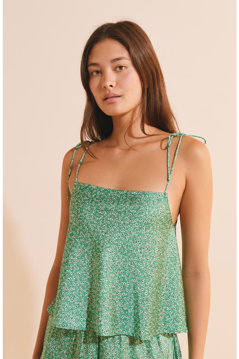 Tiered Tie Strap Camisole, Alternate, color, IMP FOND VERT