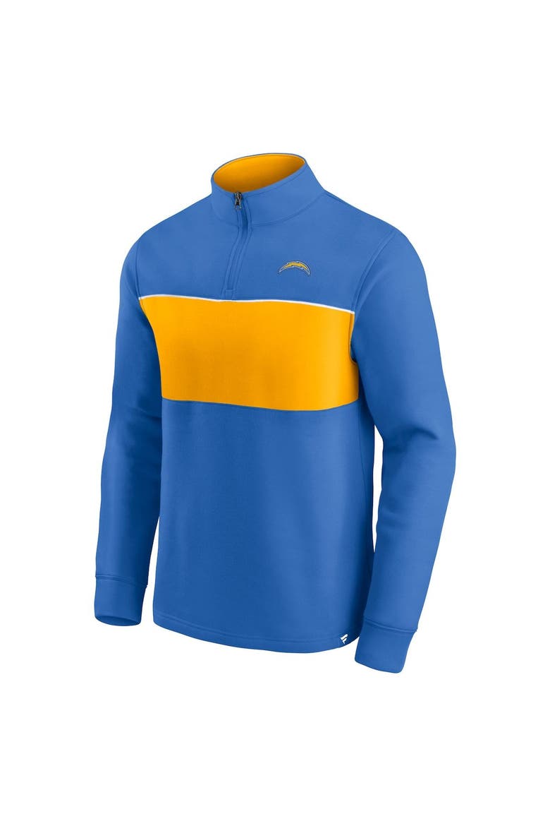 Men's Fanatics Branded Powder Blue/Gold Los Angeles Chargers Block Party Quarter-Zip Jacket, Alternate, color, Powder Blue