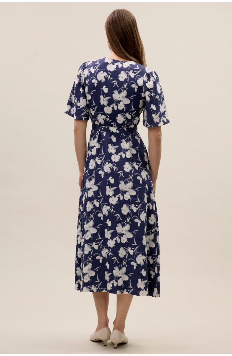 Rebecca Taylor Bea Linen Maxi Dress, Alternate, color, Navy Combo