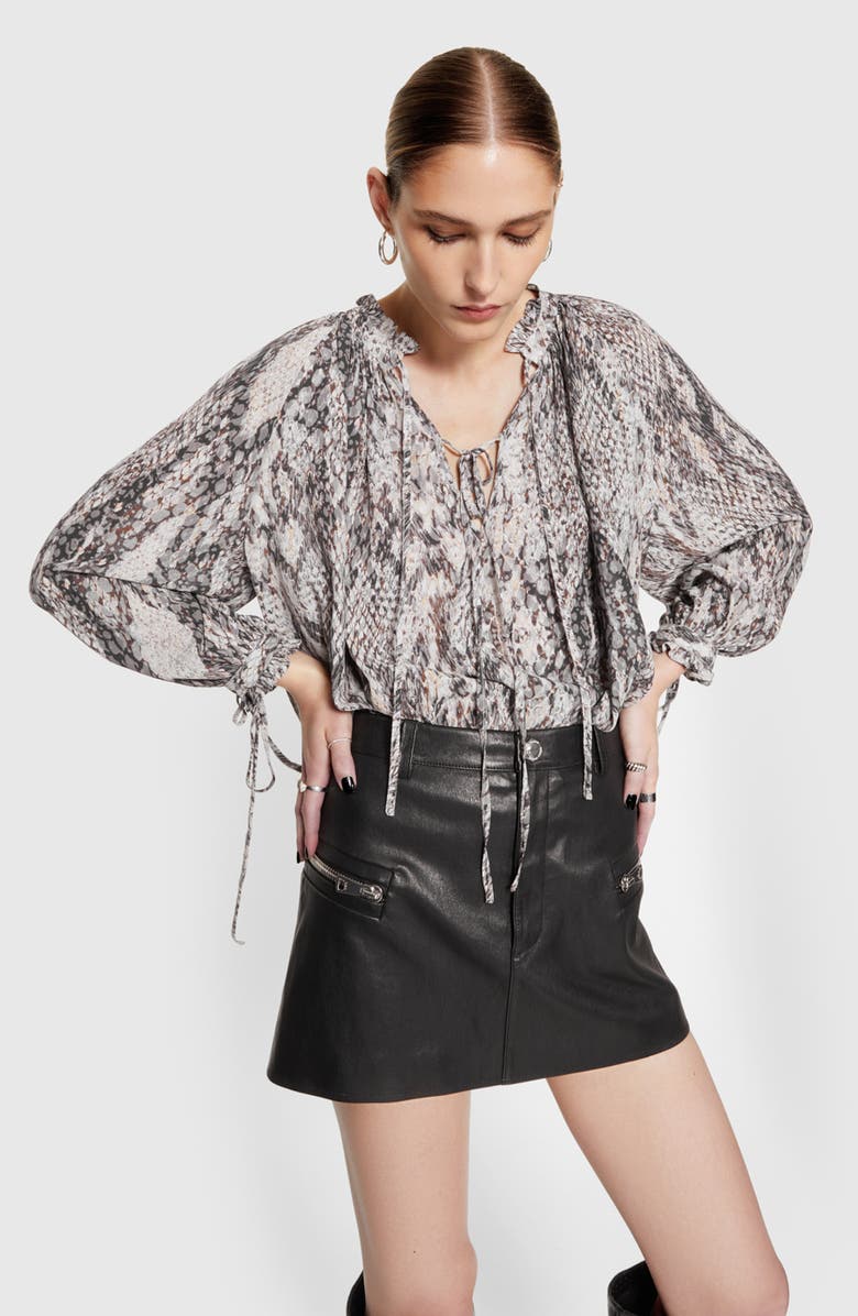 Rebecca Minkoff Rosalie Snakeskin Print Long Sleeve Top, Alternate, color,