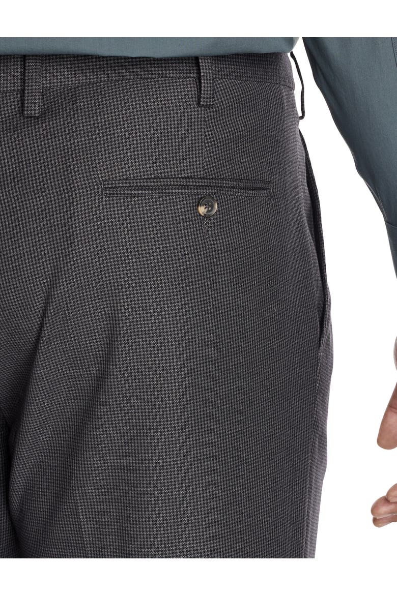 Big & Tall Micro Check Pleated Dress Pants, Alternate, color, GREY