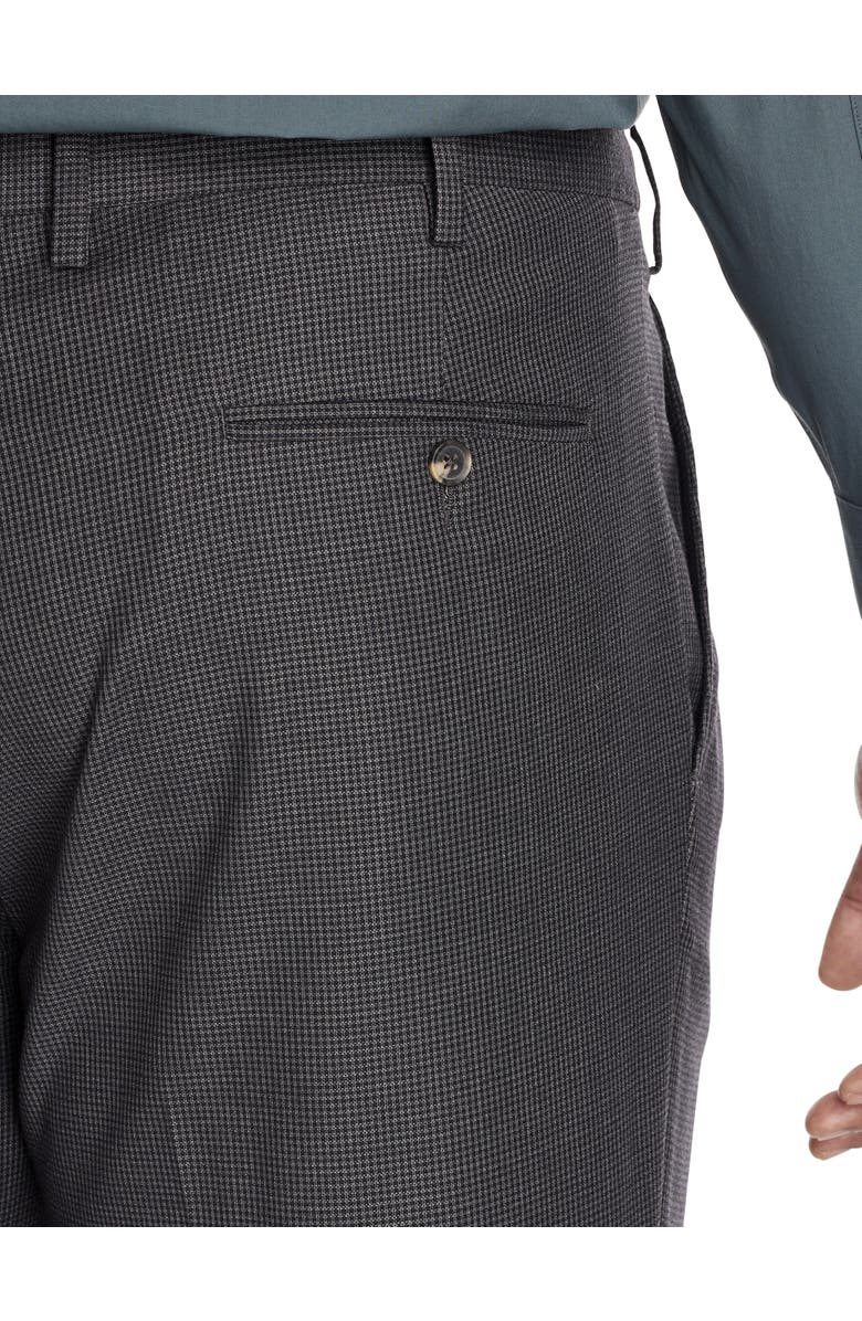 Oak Hill by DXL Big & Tall Micro Check Pleated Dress Pants, Alternate, color, Grey