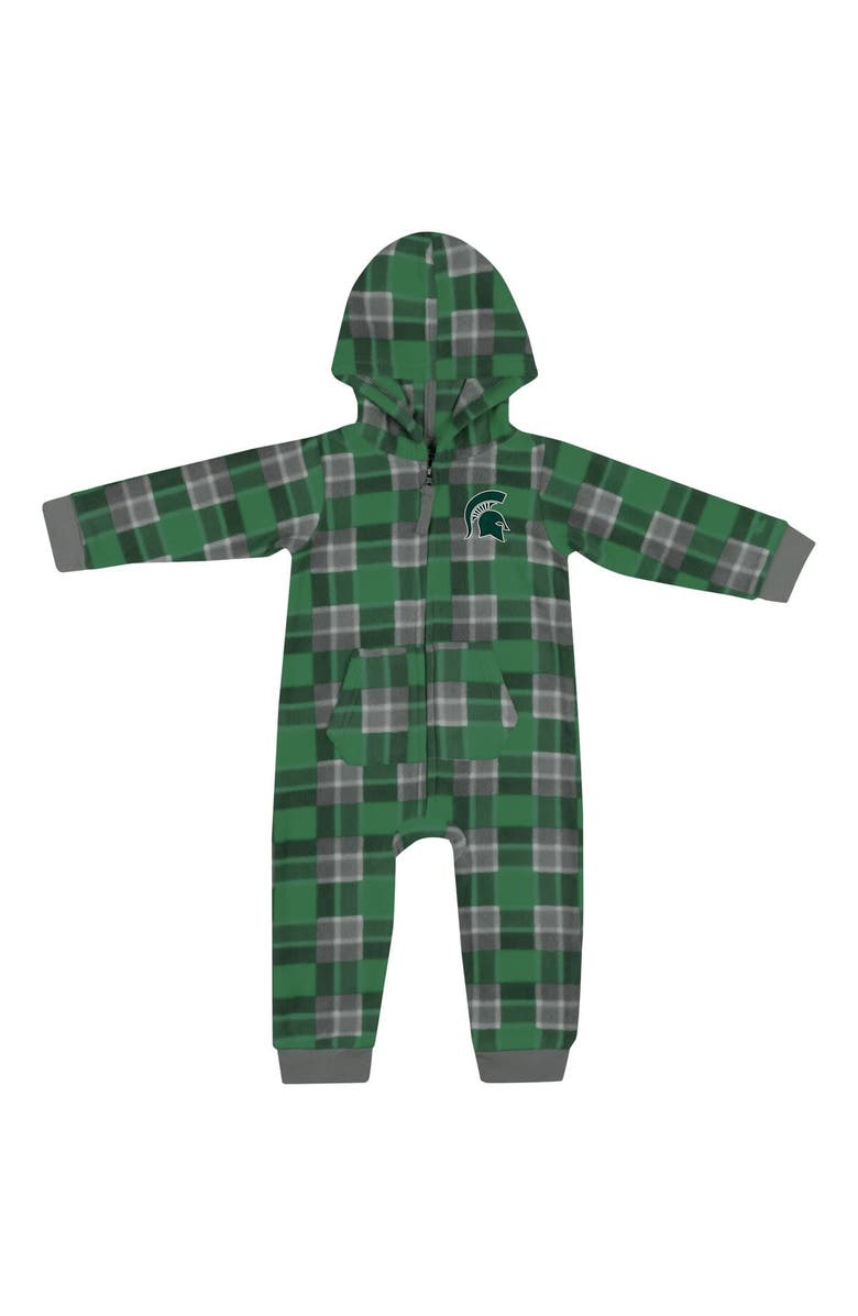 COLOSSEUM Infant Colosseum  Green Michigan State Spartans Full-Zip Plaid Hoodie Long Sleeve Jumper, Alternate, color, Green